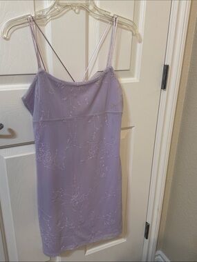 Lilac Embroidered Slip Dress